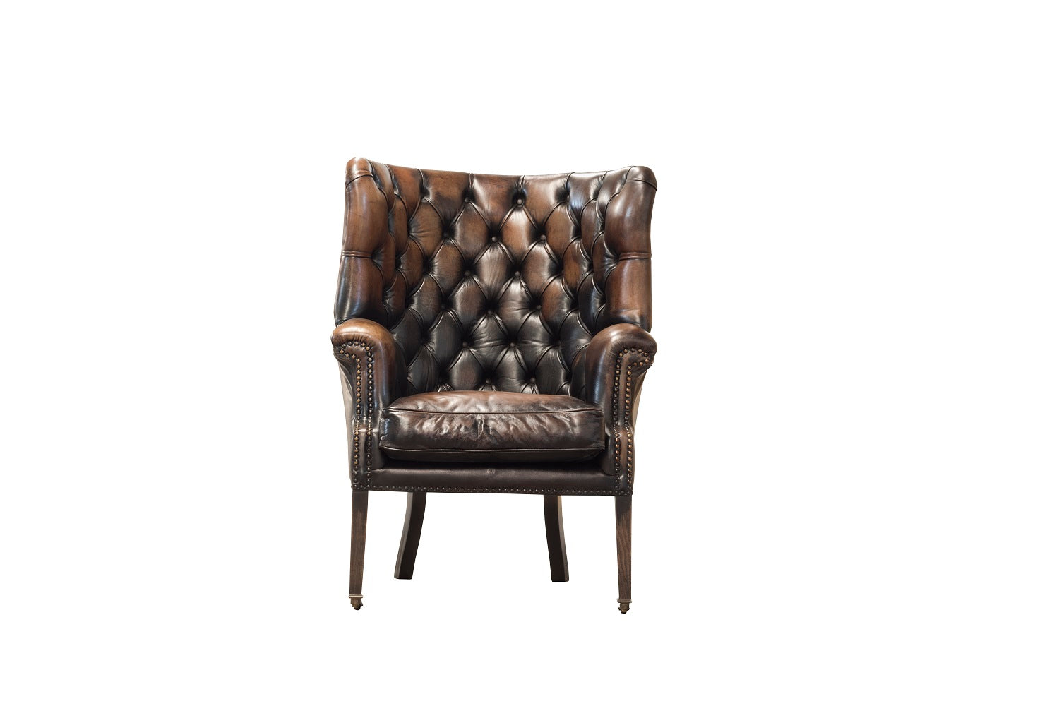 Chesterfield Ledersessel mit Holzbeinen | ODI-Modell