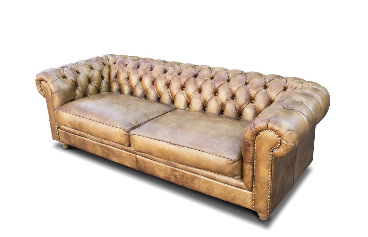 Luxuriöses Chesterfield Büffelleder Sofa, 2-Sitzer | Modell Long 